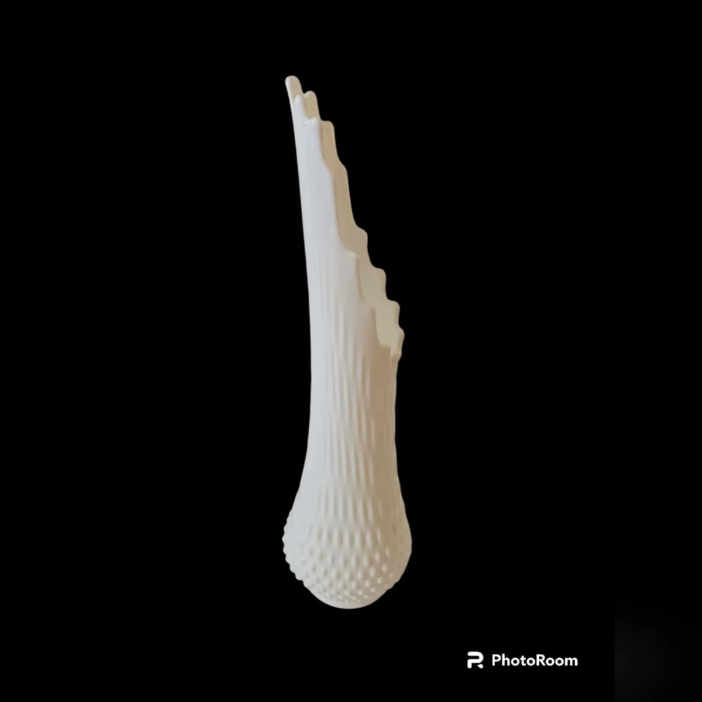 Vintage Fenton Hobnail Milk Glass Swung Vase